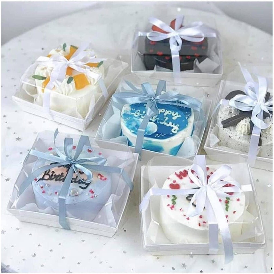 50 Hộp giấy trắng đựng bánh su kem E1413 - Khay giấy trắng vuông E1413 đựng bông lan trứng muối