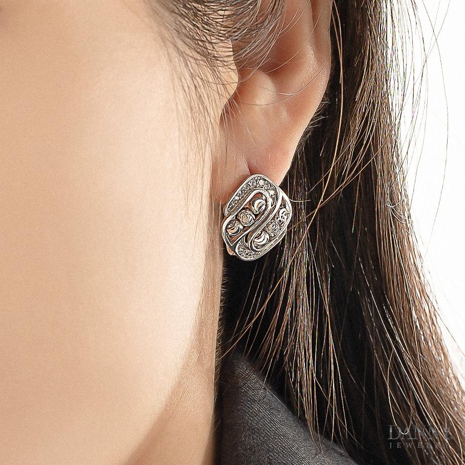 Bông Tai Nữ Bạc 925 Danny Jewelry Xi Bạch Kim Đính Đá CZ NI4GZ002
