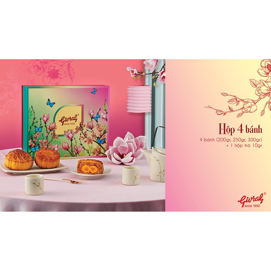 [HSD: 24/10/2025] Hộp 4 Bánh Trung Thu Givral Tâm Giao 4 (250gr)
