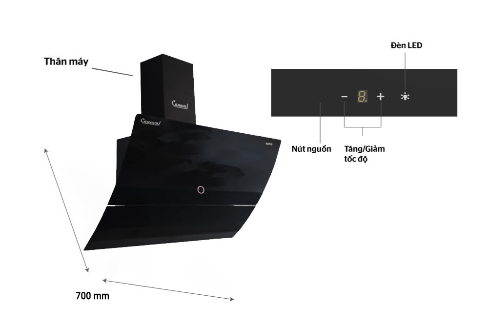 Máy hút mùi kính cong CANAVAL CA8970 - Hàng nhập khẩu