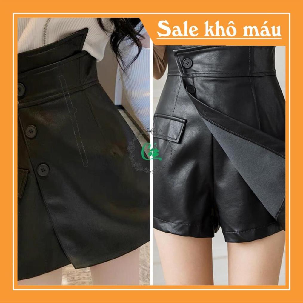 QUẦN VÁY DA MÀU ĐEN NÂU HOT HIT HIỆN ĐẠI QUẦN DA 3 KHUYA