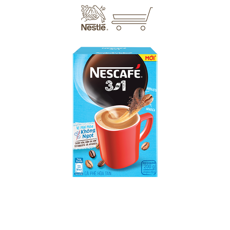 [Tặng Bình nước Inochi 1.3L NESCAFE] Combo 2 hộp cà phê hòa tan Nescafé 3IN1 công thức cải tiến - VỊ HÀI HOÀ KHÔNG NGỌT (1 hộp x 20 gói x 17g)