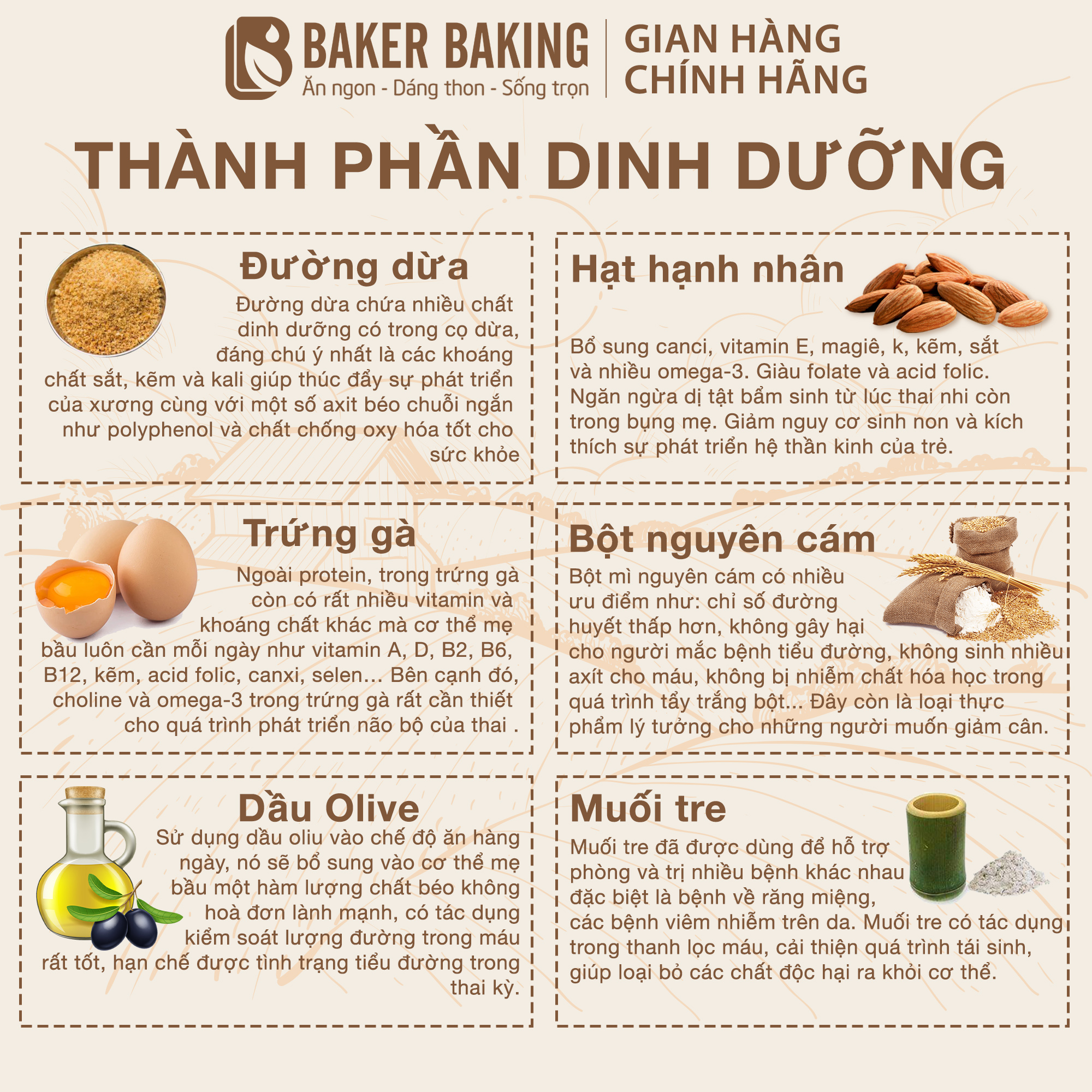 Bánh quy hạnh nhân vị dừa không đường hỗ trợ ăn kiêng Baker Baking 100-500g
