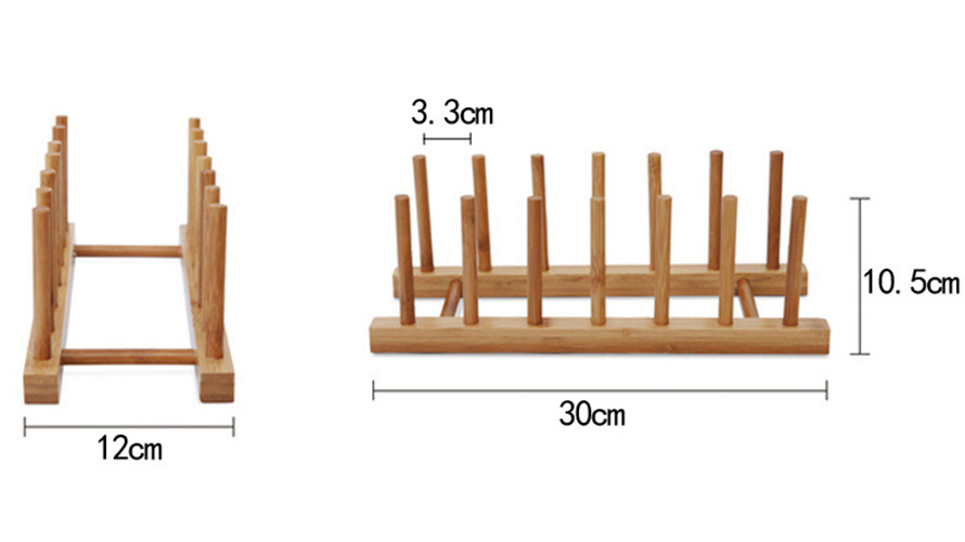 Giá kệ gỗ Tre mini đa năng úp đĩa thớt vung xoong tiện dụng - Loại 6 ô gỗ tự nhiên