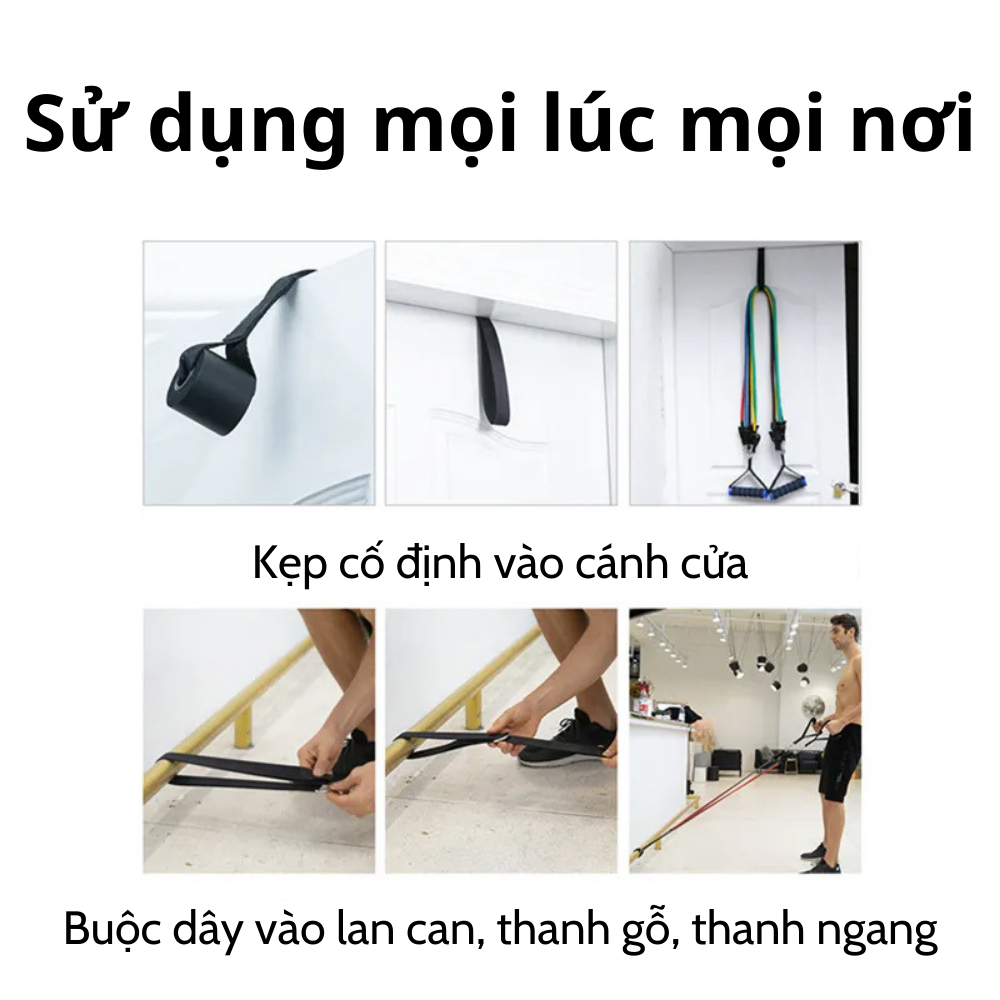 Bộ 5 Dây Ngũ Sắc Tập Gym Full Body, Dụng Cụ Tập Gym Đa Năng Kéo Đàn Hồi Tập Thể Hình Cao Cấp Bộ Dây Cao Su Đàn Hồi Kháng Lực Tập Toàn Thân