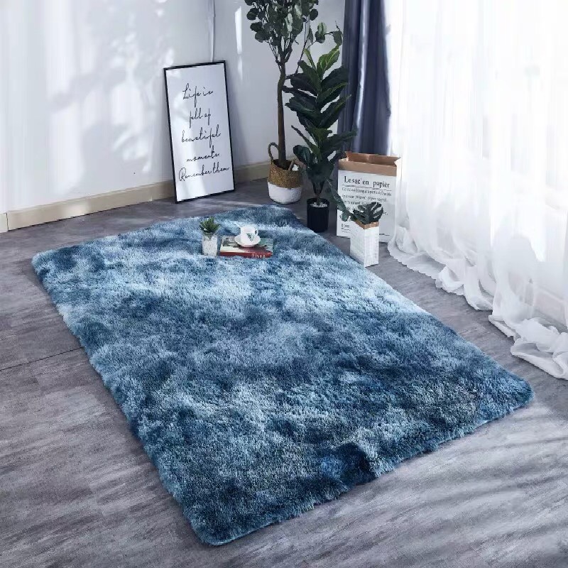 Thảm Trang Trí Lông Xù Loang Trải Sàn Cao Cấp HL-21 Xanh Biển
