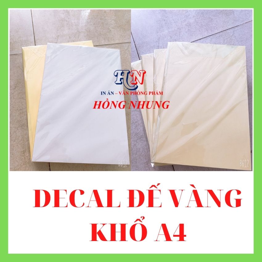 Giấy In Decal A4 Đế Vàng Siêu Dính, Xấp 100 Tờ, Rẻ, Đẹp, Mặt Giấy Mịn