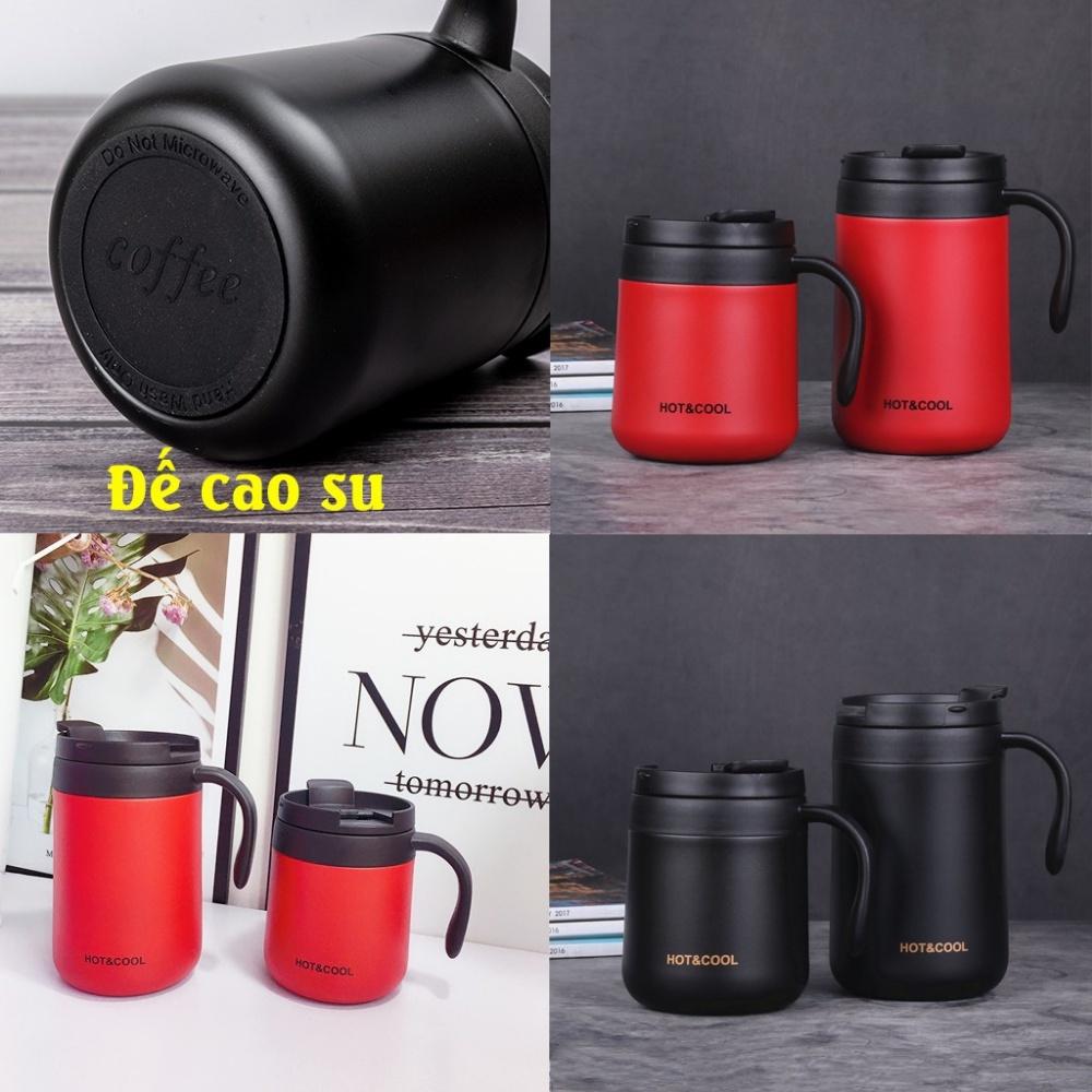 Ly giữ nhiệt inox HOT&COOL 350ml 2 lớp giữ nhiệt nóng lạnh có nắp đậy kín cao cấp