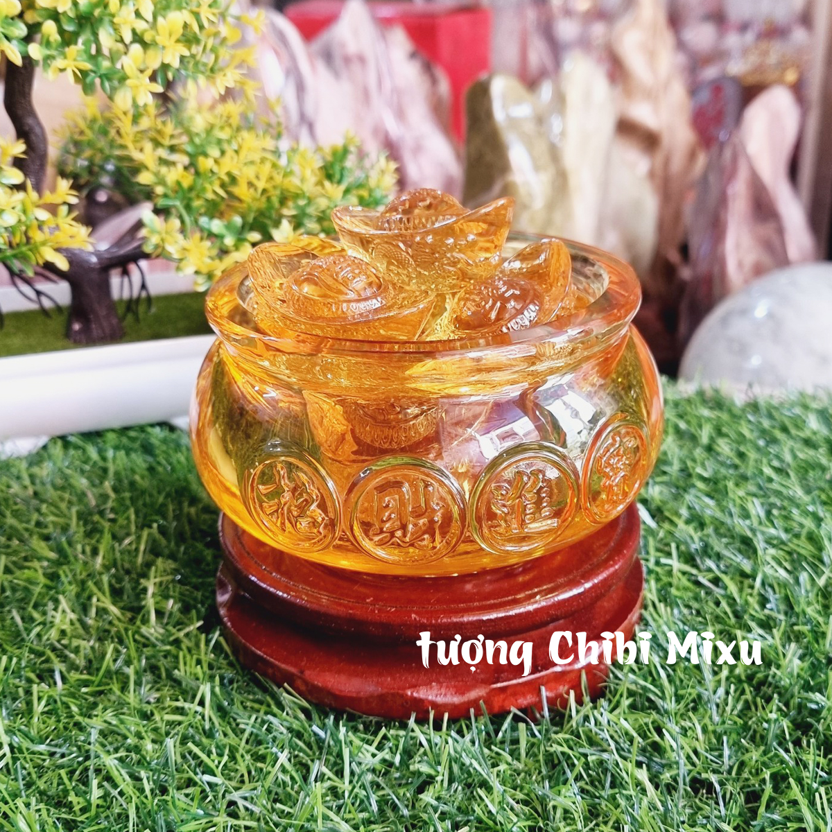 Combo Bát Tụ Bảo 12cm kèm 09 thỏi vàng 5cm mẫu rồng