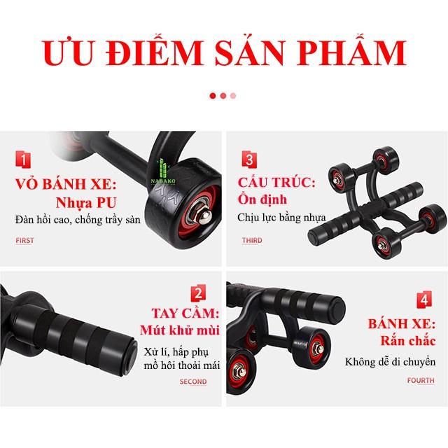 Con lăn tập bụng gym 4 bánh,con lăn tập cơ bụng dùng cho cả vđv chuyên nghiệp