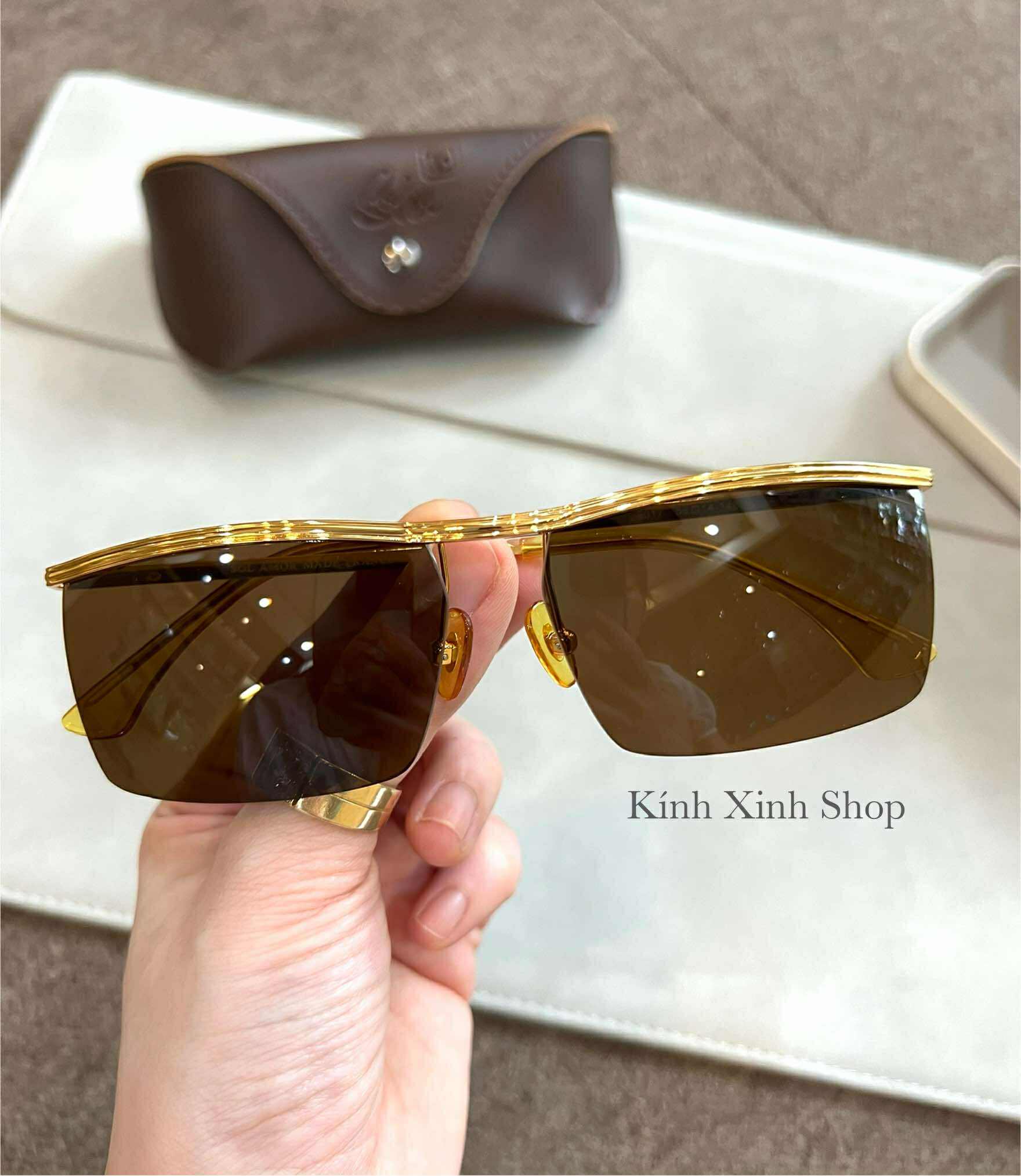 Kính râm nam Solex Amor nửa viền càng nhỏ cao cấp mạ vàng 14K Tặng Fullbox phụ kiện