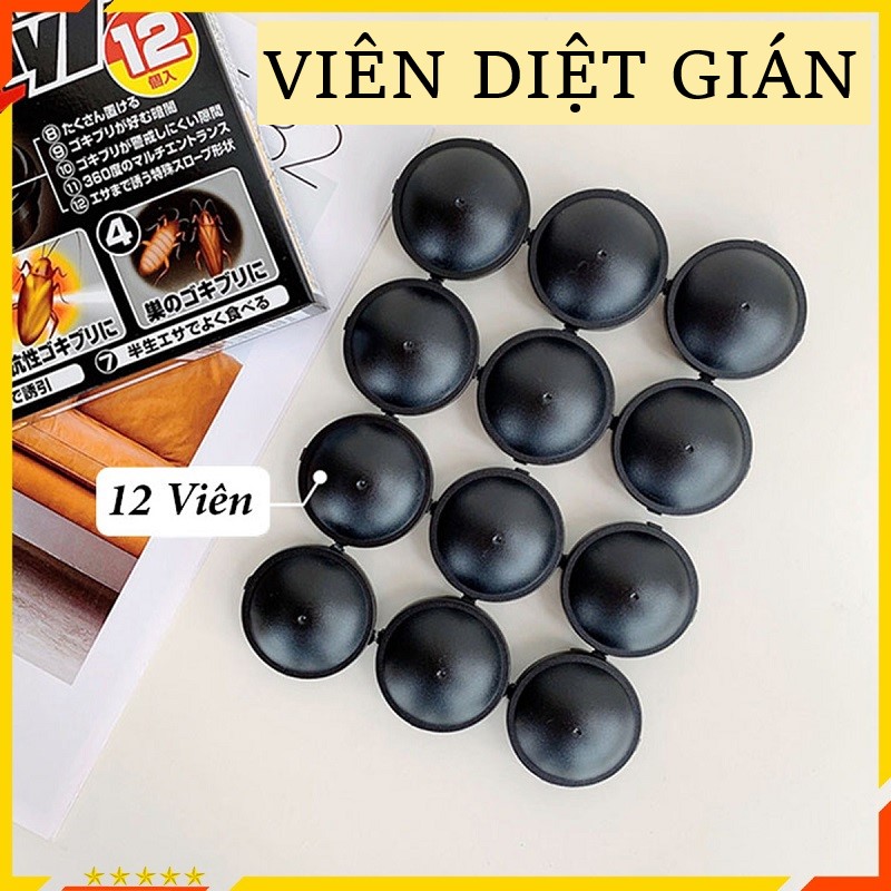 Viên Diệt Gián Nhật Bản, Hộp 12 Viên, Mùi Hương Nhẹ Nhàng, An Toàn Hiệu Quả