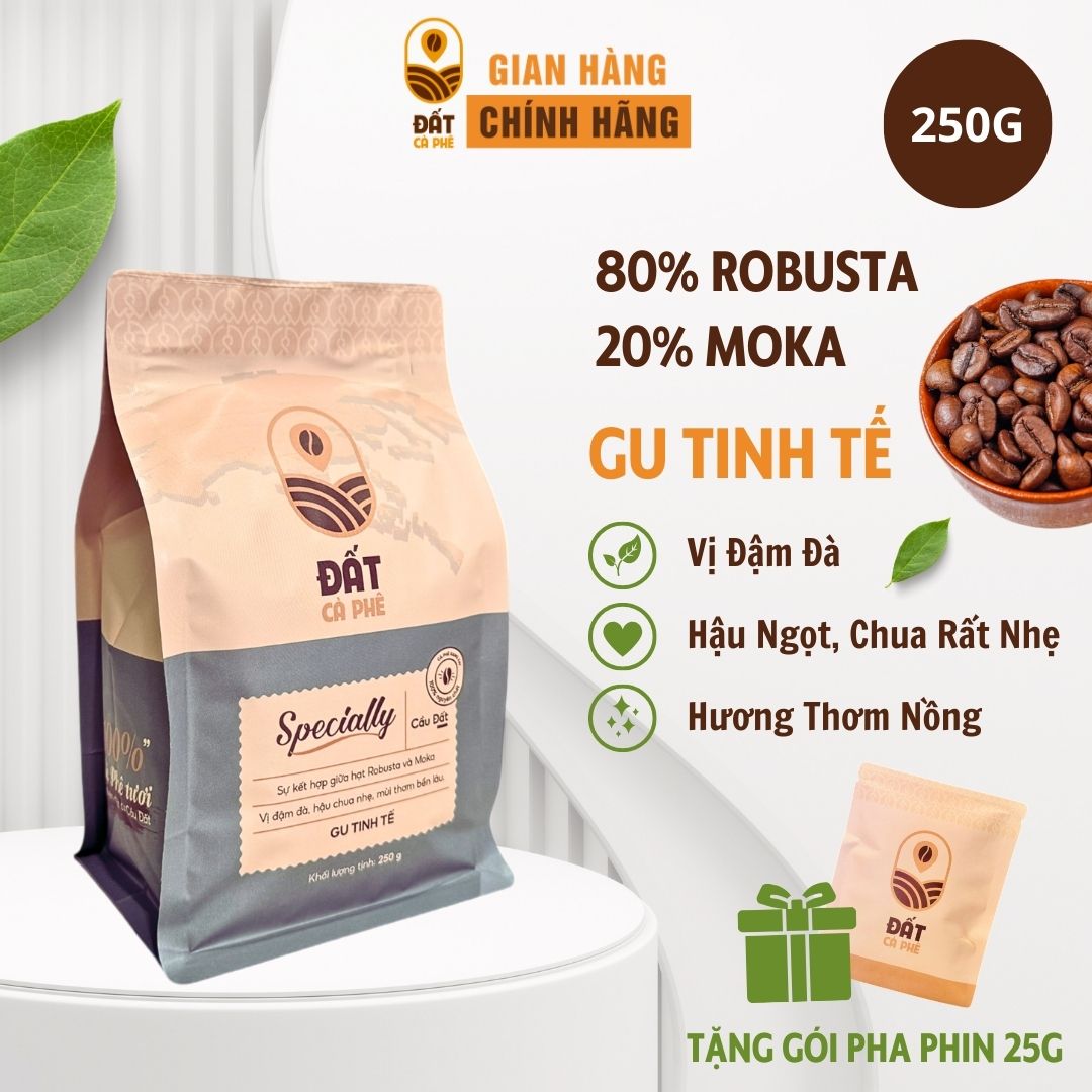 Cà Phê Nguyên Chất Specially Đất Cà Phê 250g - 8:2 Robusta &amp; Moka | Pure Robusta &amp; Moka Coffee Blend