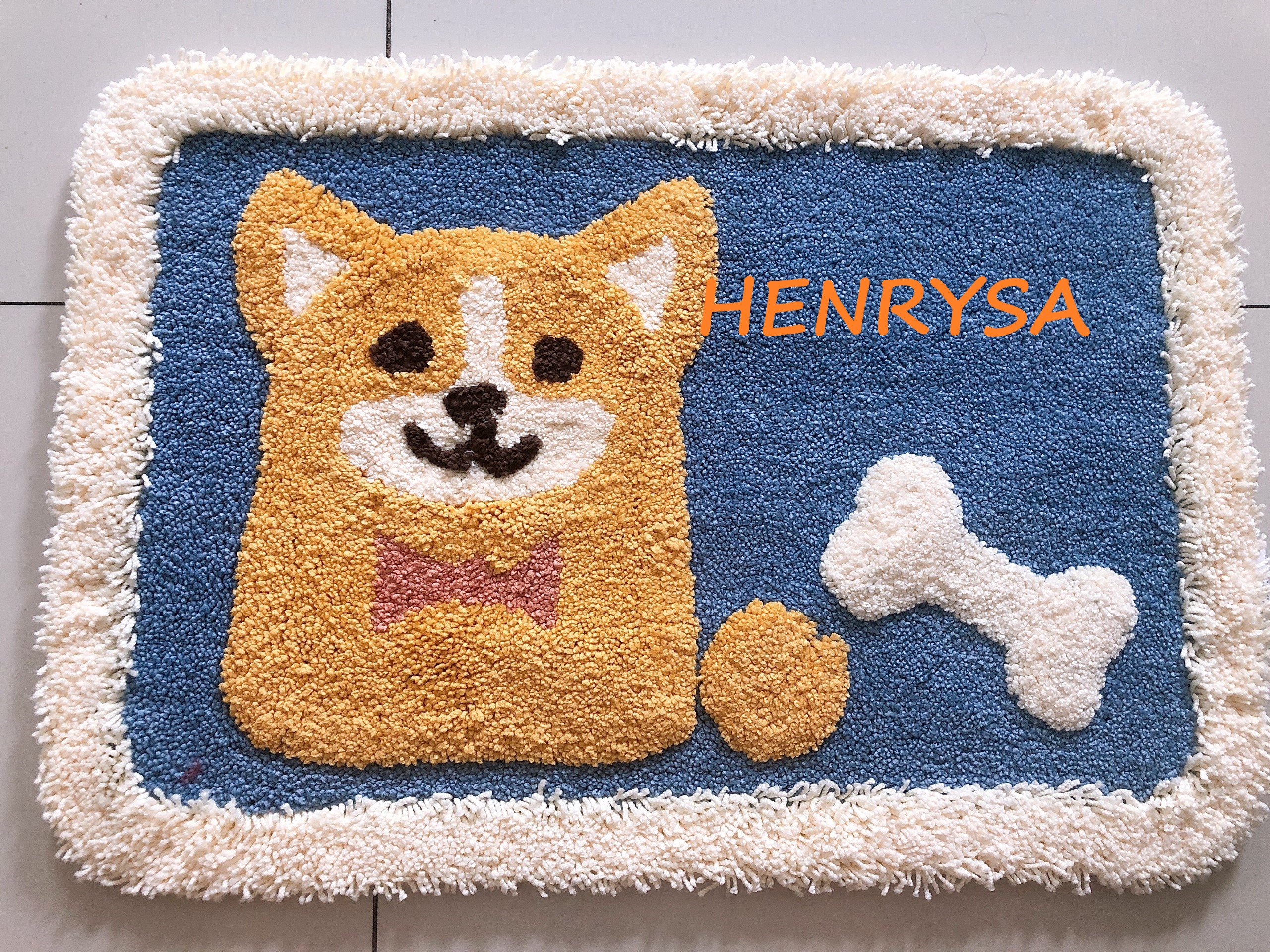Tham lau chân - Thảm chân hình chú chó shiba 45x65cm cao cấp, chất liệu cotton thấm hút nước tốt - Chính hãng Henrysa