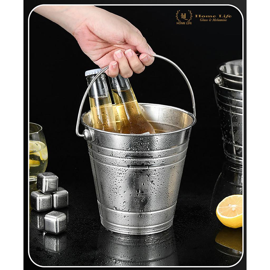 Xô Đá Quai INOX - XÔ ƯỚP LẠNH CHẤT LIỆU INOX KHÔNG GỈ - KHÔNG BẠC MÀU