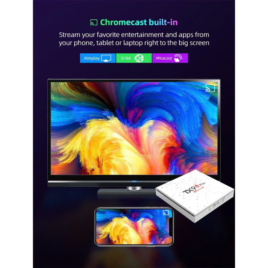 Android Tivi Box TX9 Pro - Ram 2G/16G - Bluetooth - Netflix - Remote Tìm Kiếm Giọng Nói - Hỗ trợ tivi,màn hình máy tính, máy chiếu - Hàng Nhập Khẩu