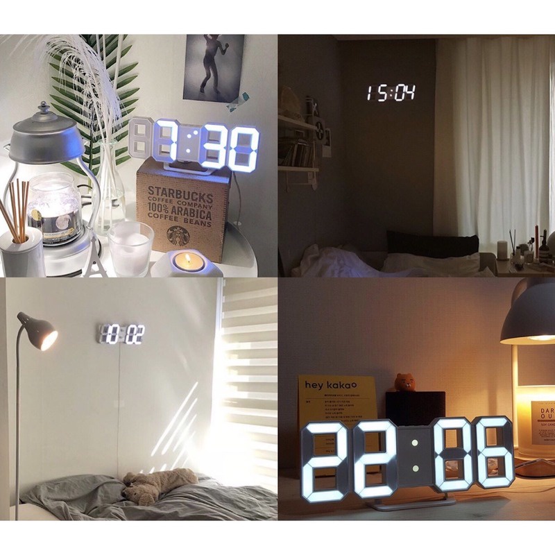 Đồng hồ LED 3D treo tường để bàn thông minh phong cách Hàn Quốc