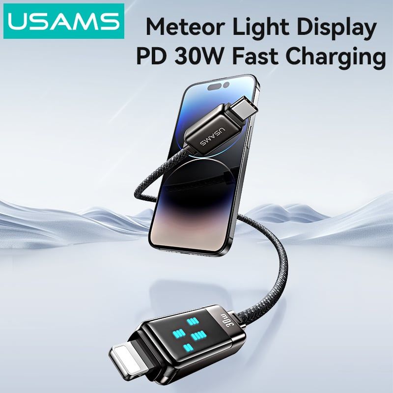 Cáp sạc nhanh USAMS SJ743 Type-C To IP 30W Zinc Alloy Meteor Series dùng cho iphone8/x/11/12/13/14/14pro...(Hàng nhập khẩu)