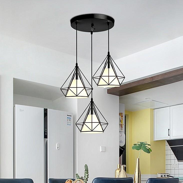 Bộ đèn thả DIAMON treo trần - kèm bóng LED và đế ốp trần (D250mm)