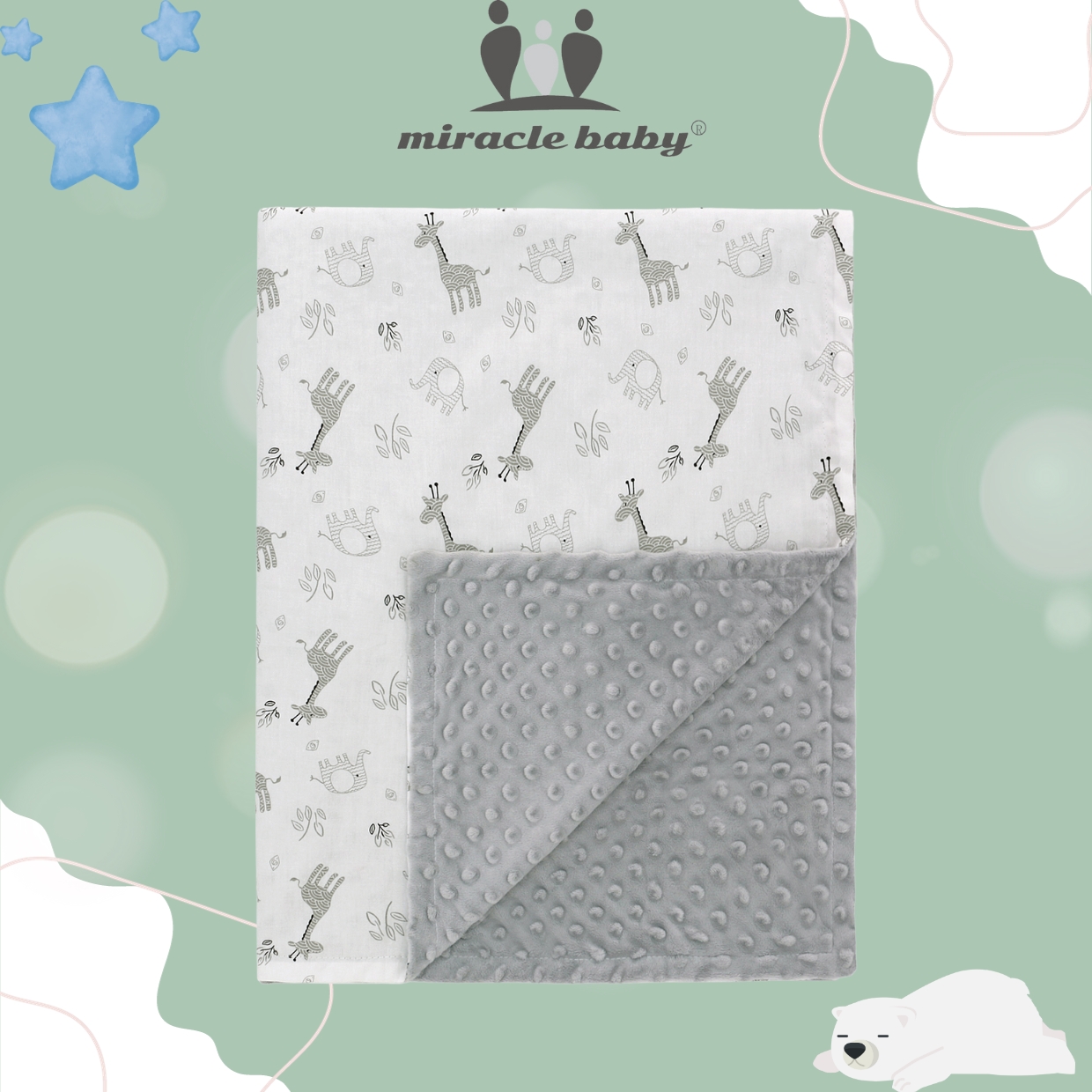 Chăn cotton 2 lớp Miraclebaby hạt đậu mềm cho bé 100*75cm chất lượng