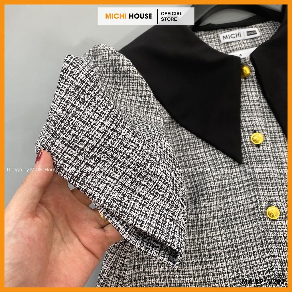 Đầm Suông Dạ Tweed Dáng Đuôi cá Freesize MICHI House Váy Thiết Kế Hàn Quốc Dễ Mặc, Bầu Xinh V297