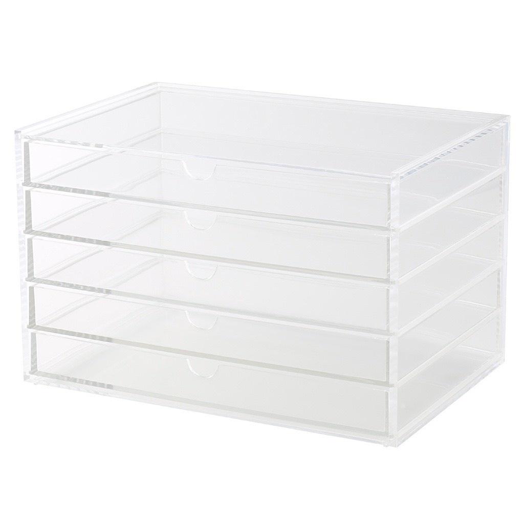 Hộp Mica 5 Hộc Kéo Đựng Phụ Kiện/ Mỹ Phẩm - L 25,5x17x16cm