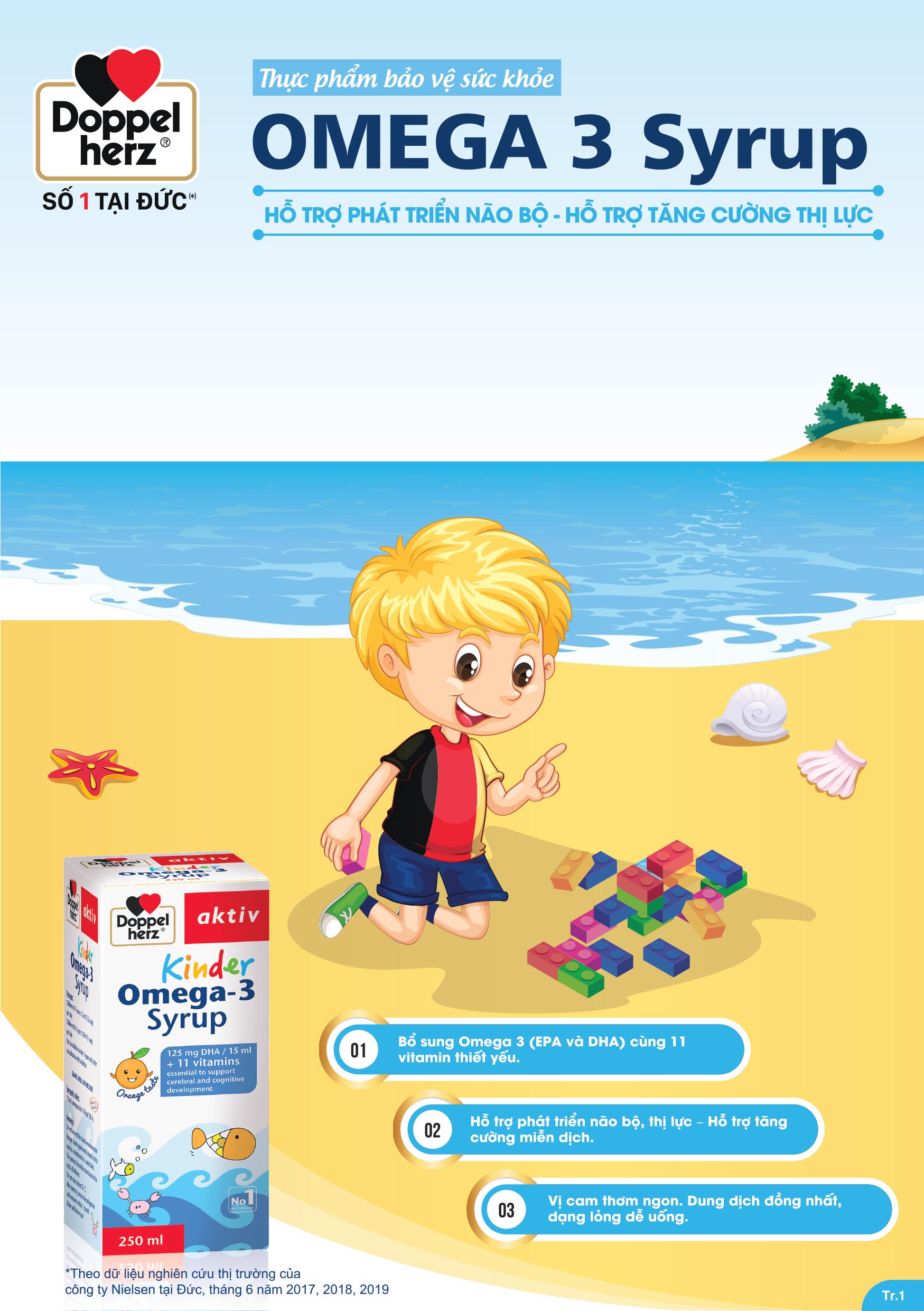 Bộ đôi Thông minh cao lớn Kinder Omega-3 Syrup và Calciovin Liquid Doppelherz