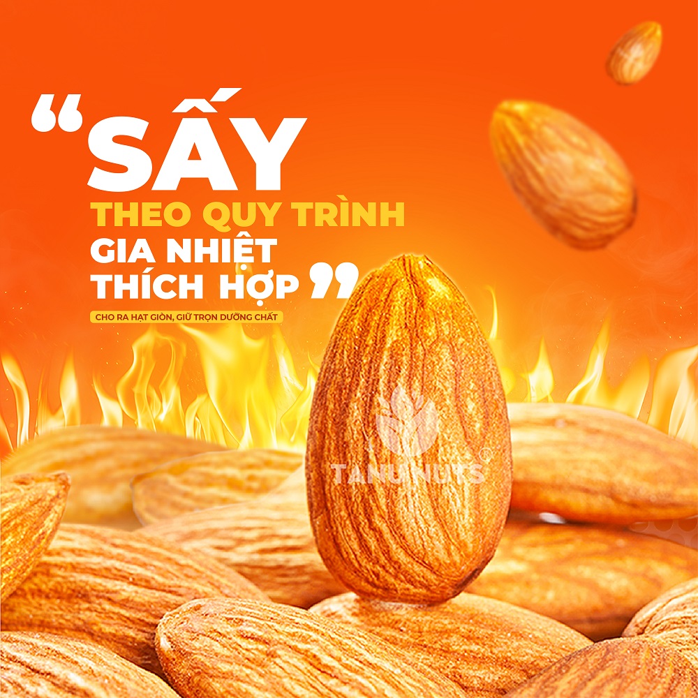 Hạt hạnh nhân sấy chín TANU NUTS ngũ cốc dinh dưỡng tốt cho bà bầu, người ăn kiêng, giảm cân