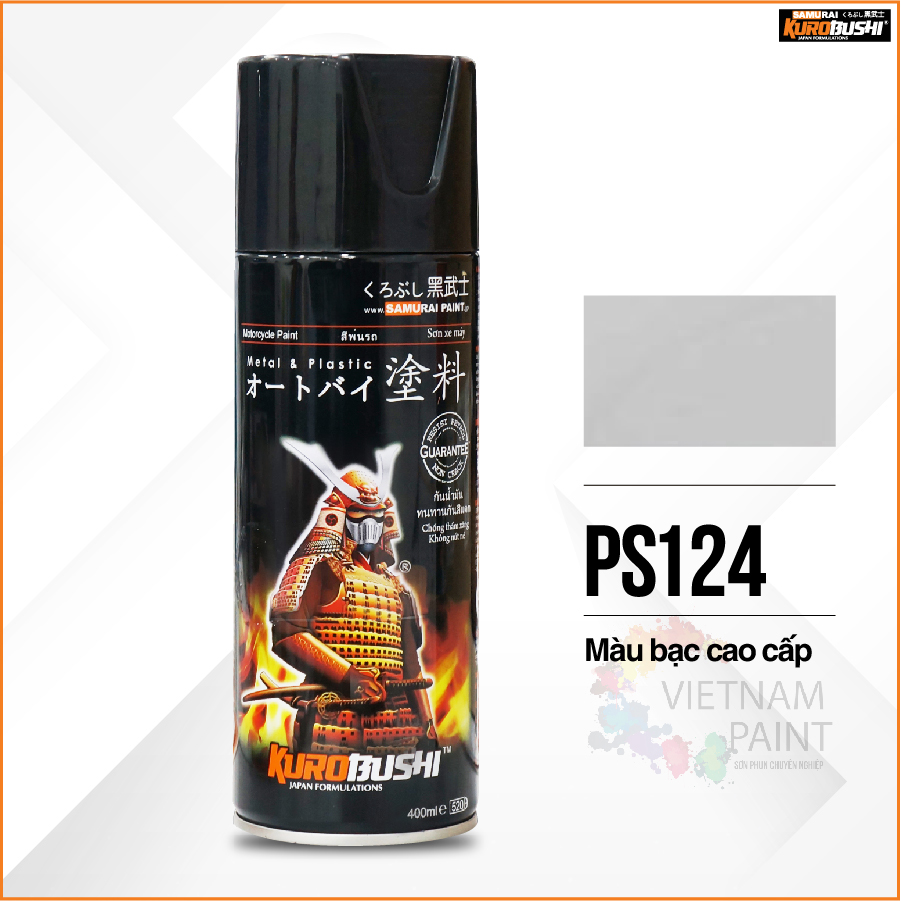 COMBO Sơn Samurai MÀU BẠC CAO CẤP PS124 gồm 3 chai đủ quy trình độ bền cao (Lót – màu bạc PS124 - Bóng )