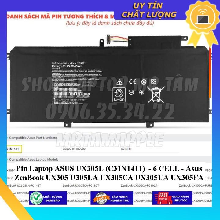 Pin dùng cho Laptop ASUS UX305L  Asus ZenBook UX305 U305LA UX305CA UX305UA UX305FA - Hàng Nhập Khẩu New Seal