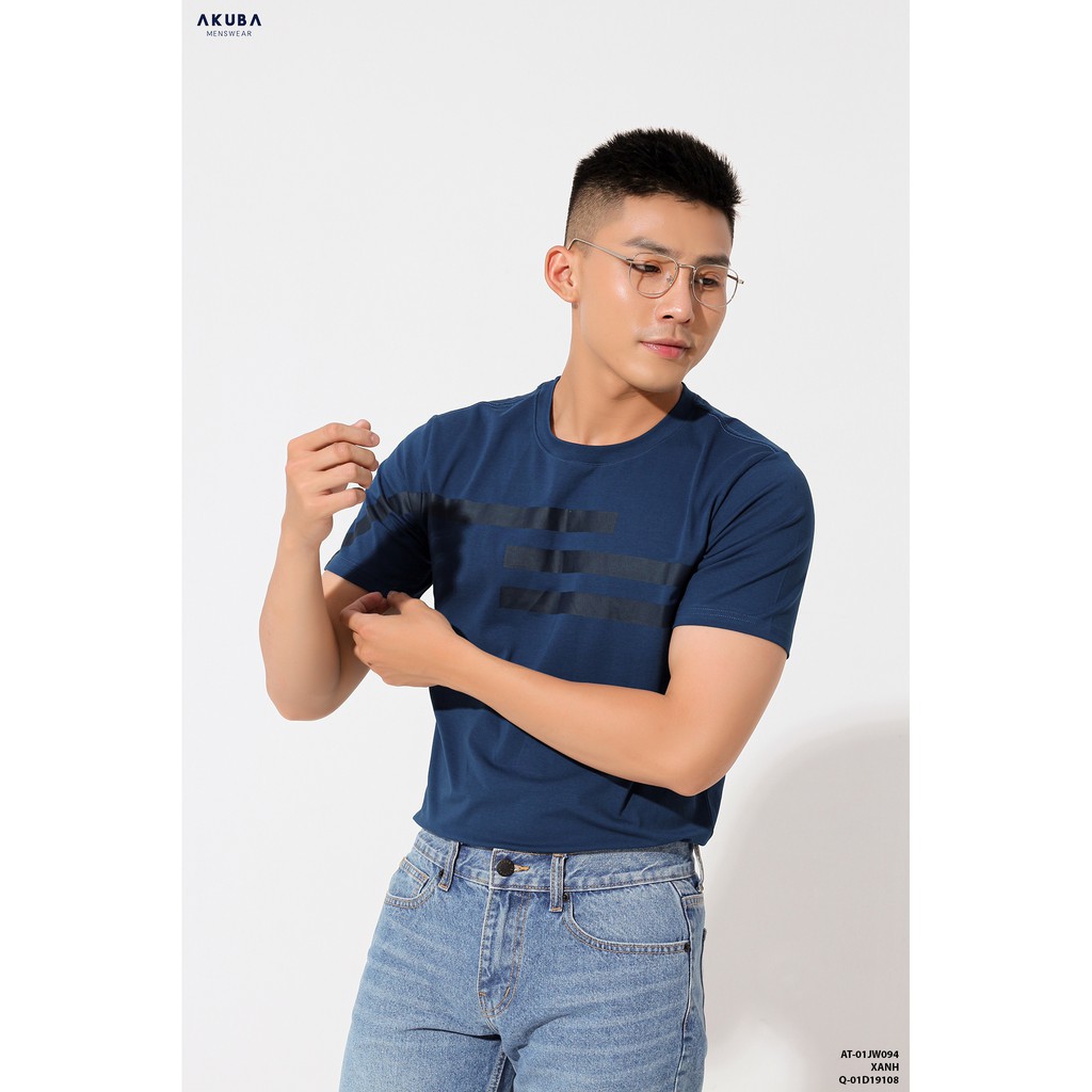 Áo Thun Tay Ngắn Họa Tiết Nam Form Slimfit AKUBA | 01JW094