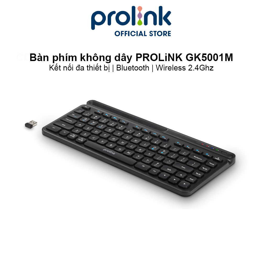 Hình ảnh Bàn phím không dây Bluetooth + Wireless PROLiNK GK5001M, nhỏ gọn, kết nối đa thiết bị Windows/Android/MacOS/iOS - Hàng chính hãng