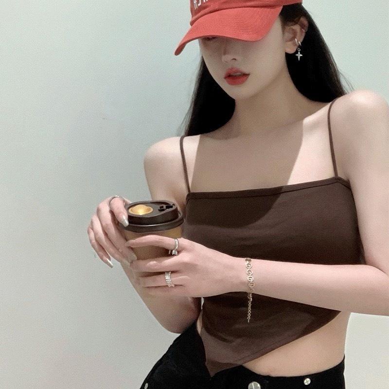 M17. Áo 2 dây nữ vạt yếm croptop siêu sang, áo bra nữ vạt yếm chéo sẵn đệm ngực (có sẵn - miễn ship)