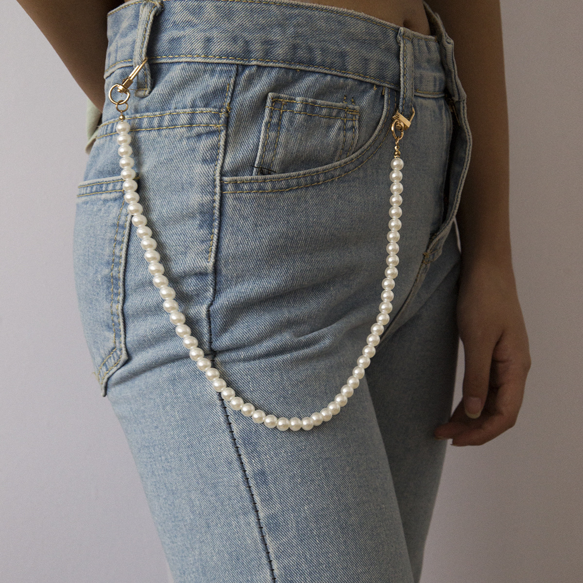 Chuỗi ngọc trai đeo quần thời trang độc lạ phong cách unisex cá tính