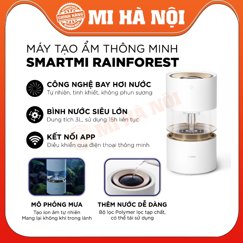 Máy tạo độ ẩm thông minh Xiaomi Smartmi Rainforest - Hàng chính hãng