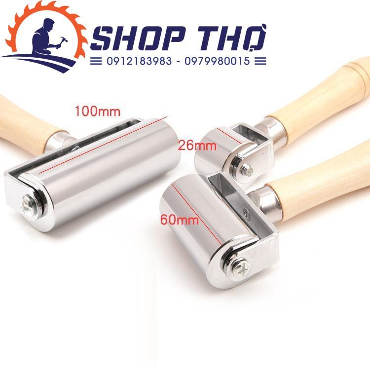 Con lăn kim loại tay cầm gỗ độ dài 25, 60, 100mm