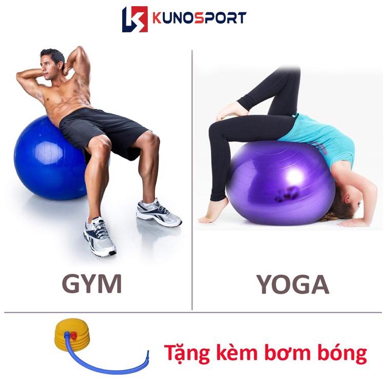 Bóng tập yoga KUNOSPORT loại dày kích thước 65cm bóng tập yoga pilates 900g tặng bộ bơm bóng