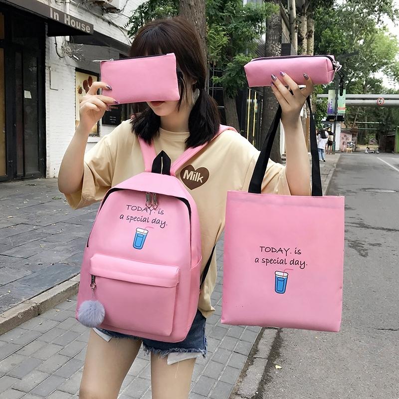4 Bộ Vải Schoolbags Dành Cho Các Bạn Nữ Tuổi Teen Nữ Trẻ Em Đeo Vai Xu Hướng Mới Ba Lô Nữ Thời Trang Phụ Nữ Ba Lô