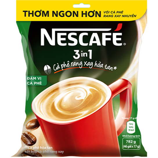 Combo 3 Bịch Cà Phê Rang Xay Hòa Tan Nescafé 3in1 Vị Rang Đậm (Bịch 46 Gói x 17g) - Tặng 1 Túi Du Lịch Màu Ngẫu Nhiên