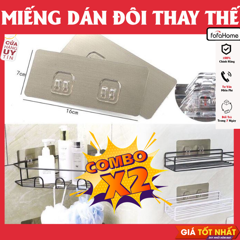 Combo 2 Miếng Dán Tường Đôi Thay Thế Cho Kệ Góc Inox Nhà Tắm Chất Liệu PVC Dán Tường Siêu Chắc