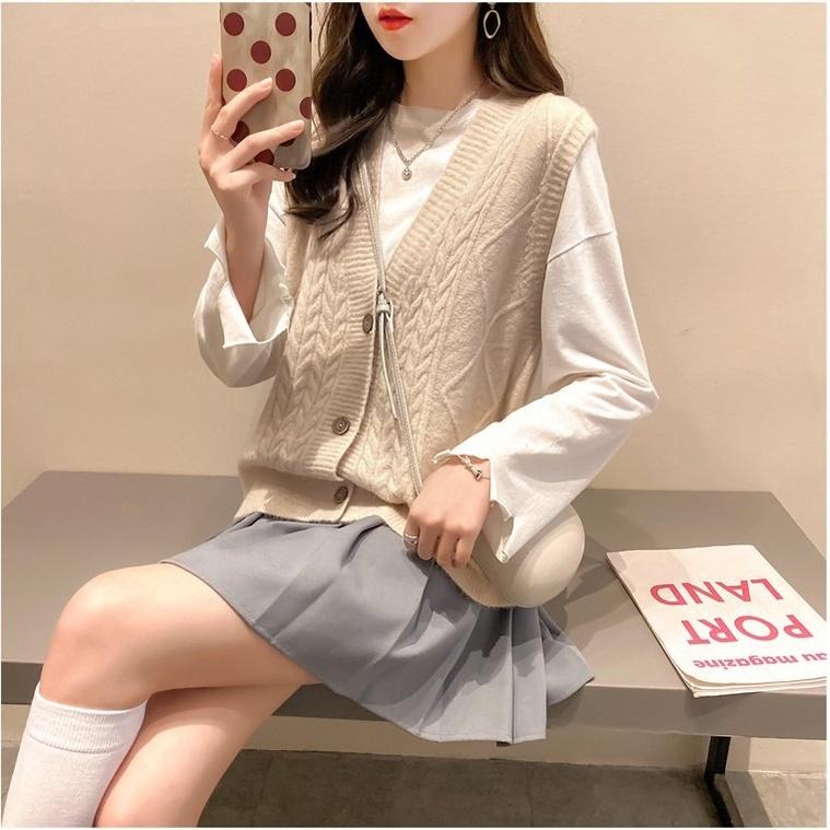 Áo len nữ gile trẻ trung, áo cardigan len đóng cúc GL03