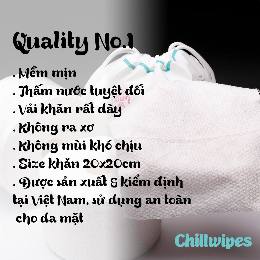 Khăn mặt khô Chillwipes dùng 1 lần, Giấy lau mặt dùng một lần 80khăn/cuộn