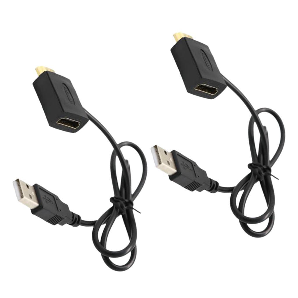 2 Pieces HDMI M to F Adapter Plug With USB 2.0 Power Supply Connector Cable