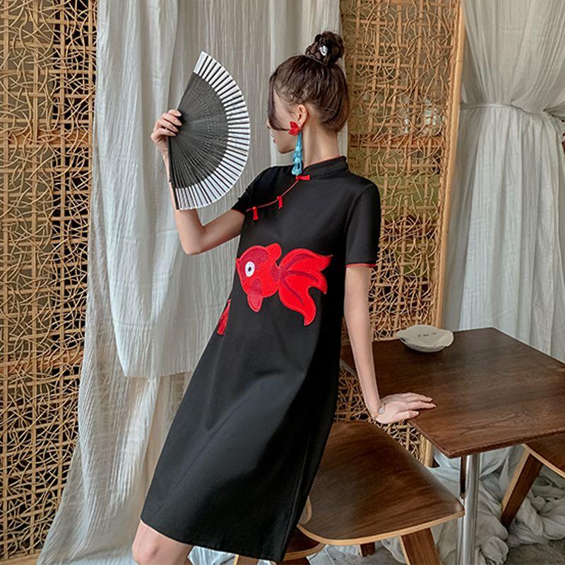 DONGSHOP JKJS Lỏng Sườn xám 2023 Mùa hè Trung Quốc Phong Quốc Triều thiếu nữ trẻ cải tiến váy