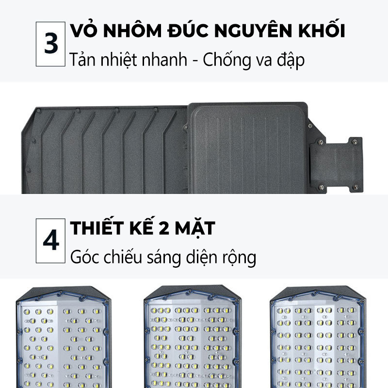 Đèn năng lượng mặt trời 1000w- cao áp hình bàn chải 2 mặt, siêu bền, dễ lắp đặt- K1548