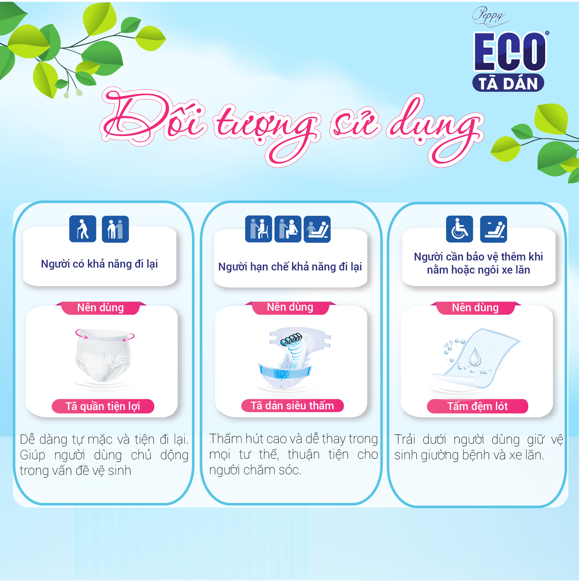 Combo 2 Tã Dán Người Lớn Peppy Eco Siêu Thấm Size M/L (10 Miếng)