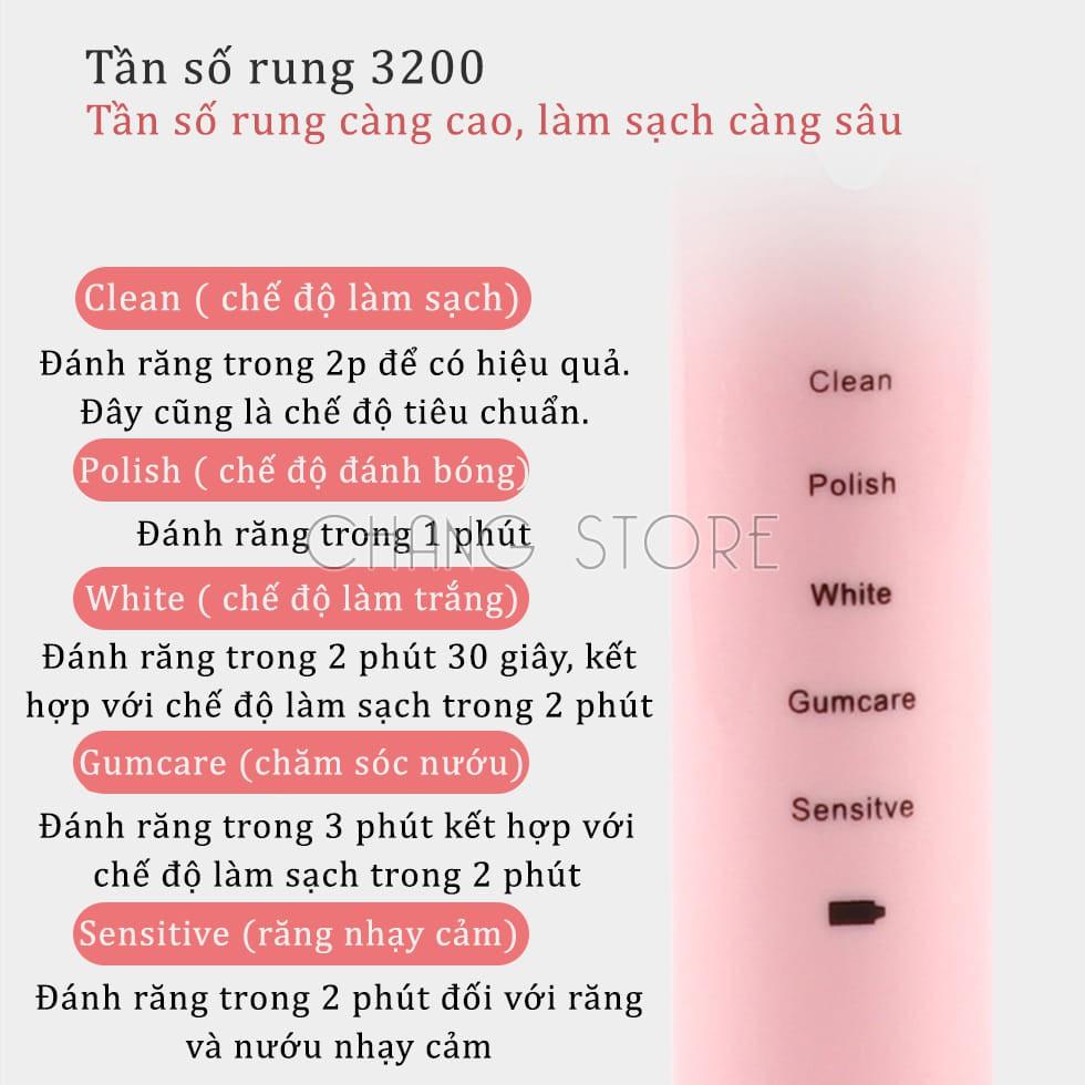 Bàn chải điện tự động đánh răng, bàn chải điên 5 chế độ hàng nội địa Trung cao cấp