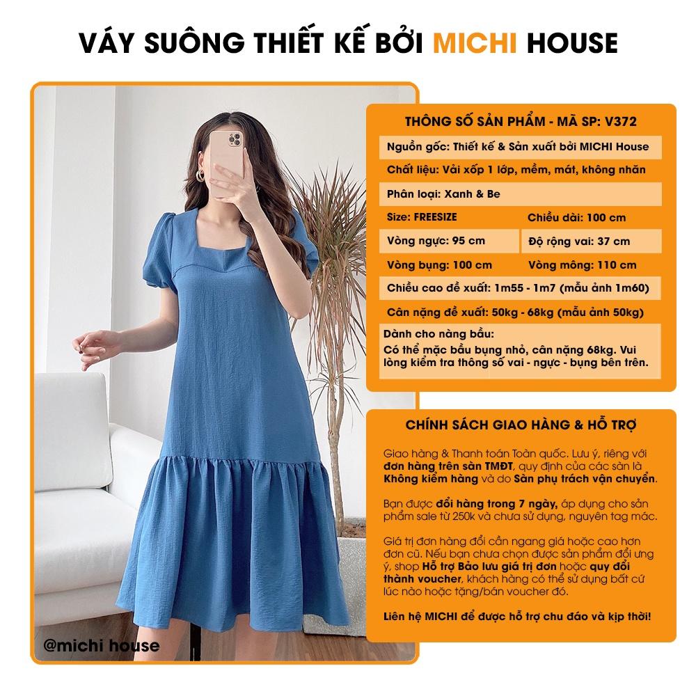 Đầm Suông Đuôi Cá Cổ Vuông MICHI House V372 Váy Chất Xốp Mát Dáng Xuông Dễ Mặc Xinh
