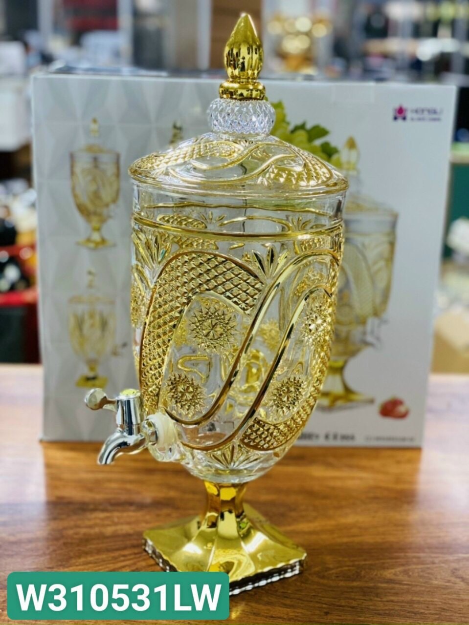 BÌNH THUỶ TINH ĐỰNG NƯỚC UỐNG CÓ VÒI VẶN CAO CẤP -ABD