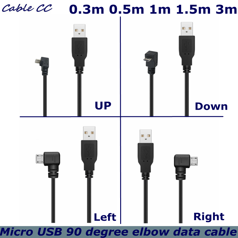 Lên xuống bên trái góc cạnh 90 độ USB Micro USB sang USB MALE DATA SARY Cáp đầu nối 25cm 50cm cho máy tính bảng 5ft